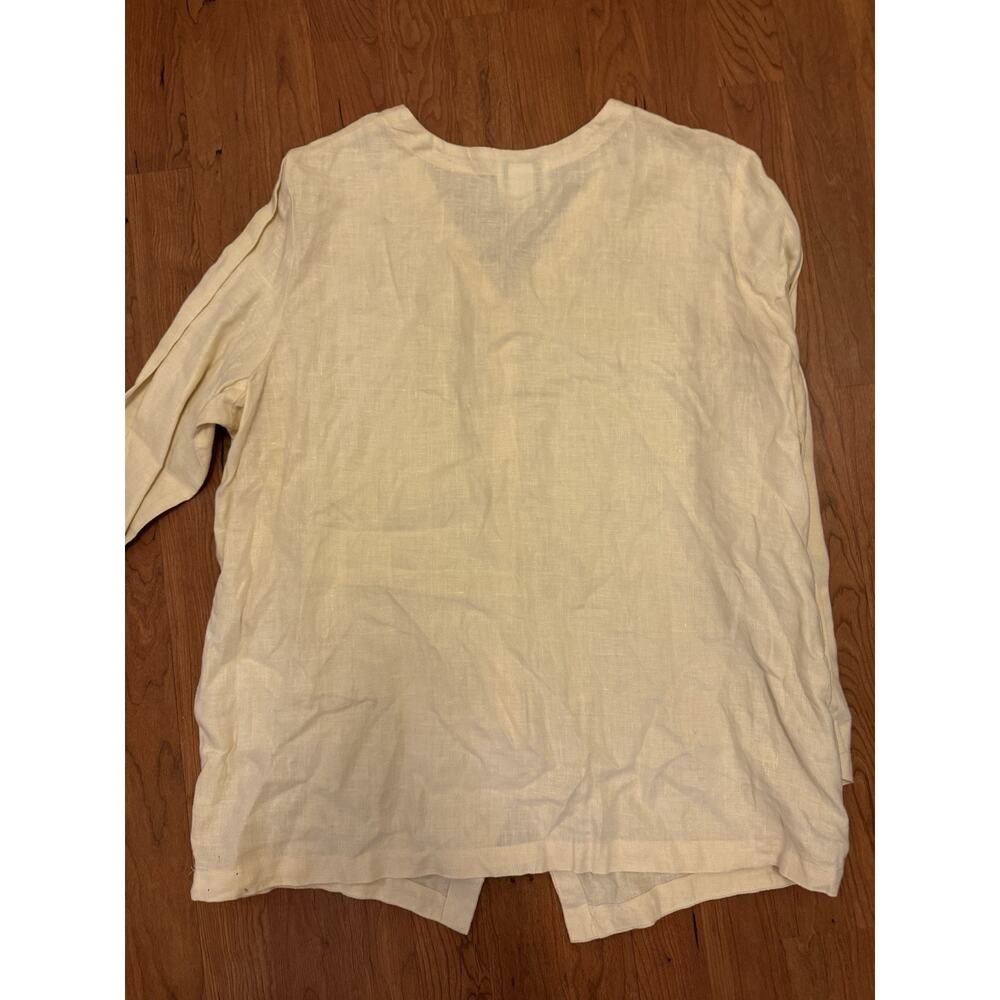 Eileen Fisher Shirt Womens Large Linen Button Down Top Casual Organic VTG Yellow - Picture 5 of 5